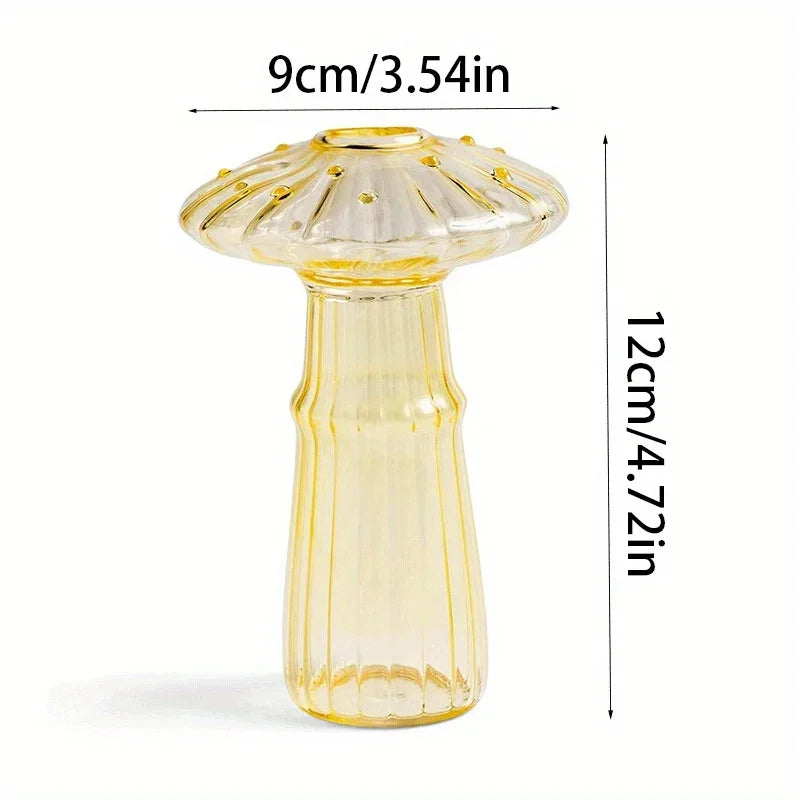 Colorful Glass Mushroom Vase for Hydroponic Plants