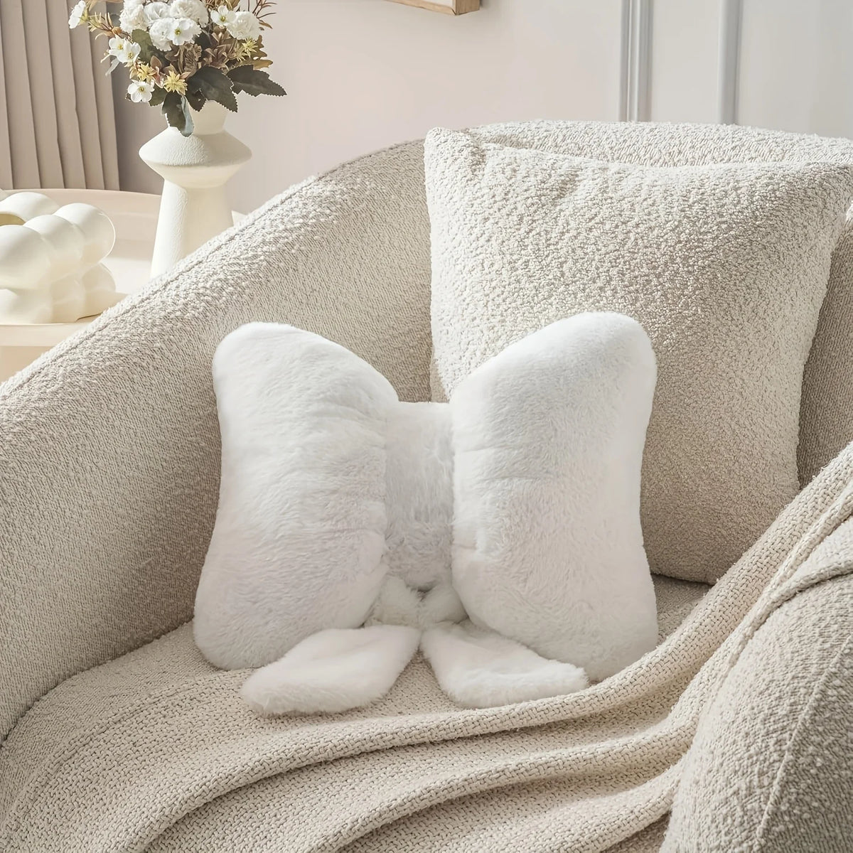Cute Bow-Shaped Plush Pillow for Cozy Home Decor