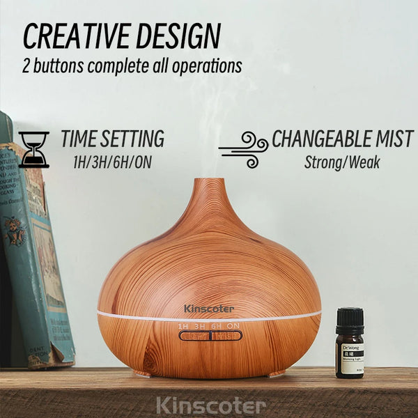 Ätherisches Öl Diffusor mit Holzoptik und Fernbedienung