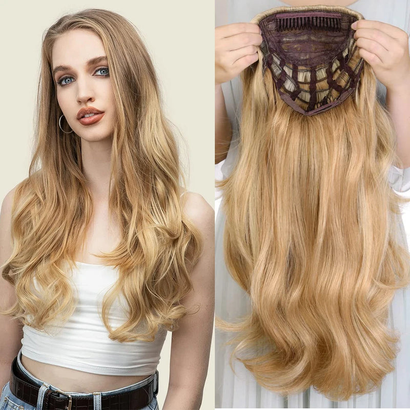 24-Inch Wavy Half Wig with Secure Clips