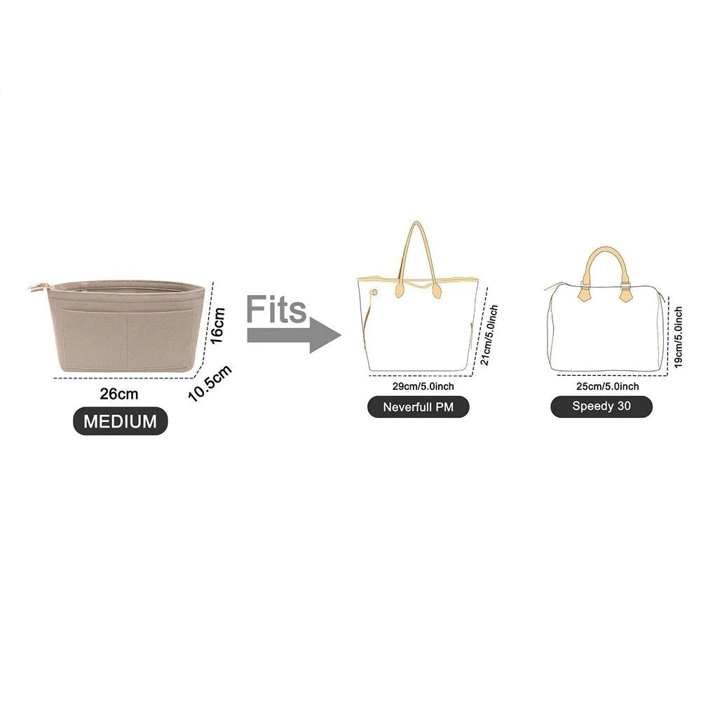 Felt Handbag Organizer with Detachable Key Chain