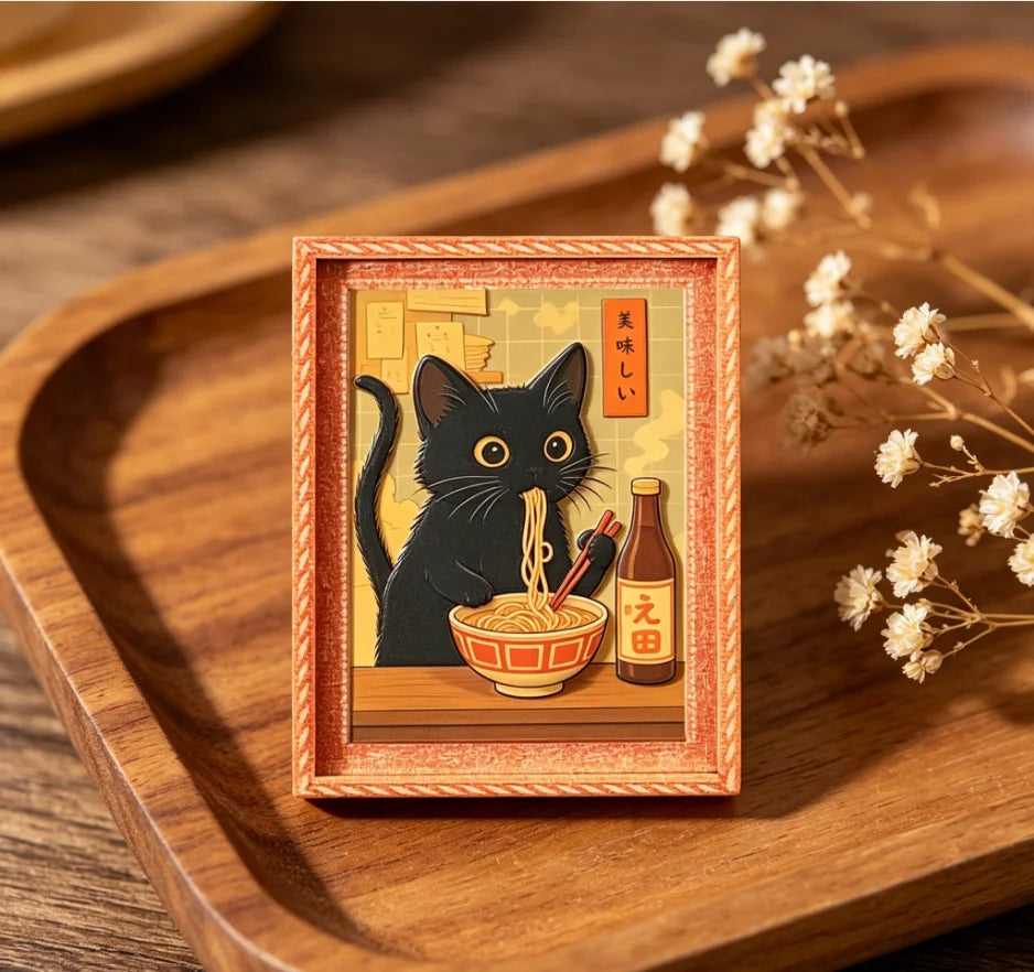 Black Cat Ramen Fridge Magnet
