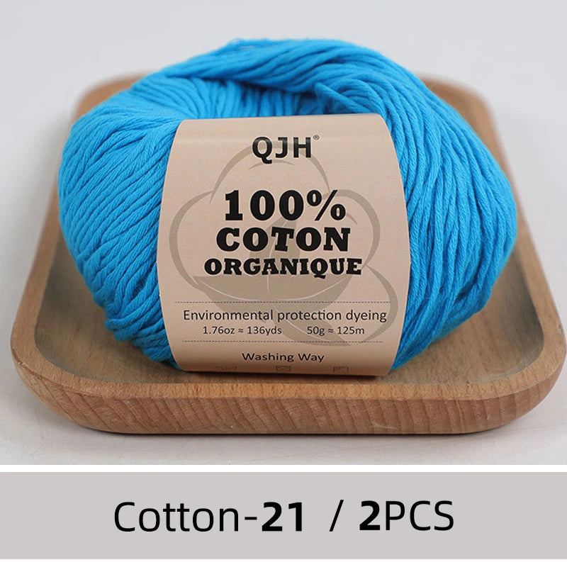 100% Organic Cotton Yarn for Knitting and Crocheting (2-Pack)