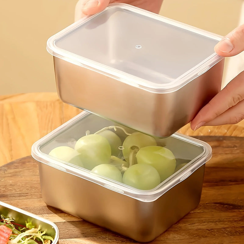 6-Piece Stainless Steel Food Storage Containers with Lids