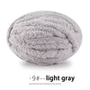 A ball of light gray extra thick chenille yarn for hand knitting