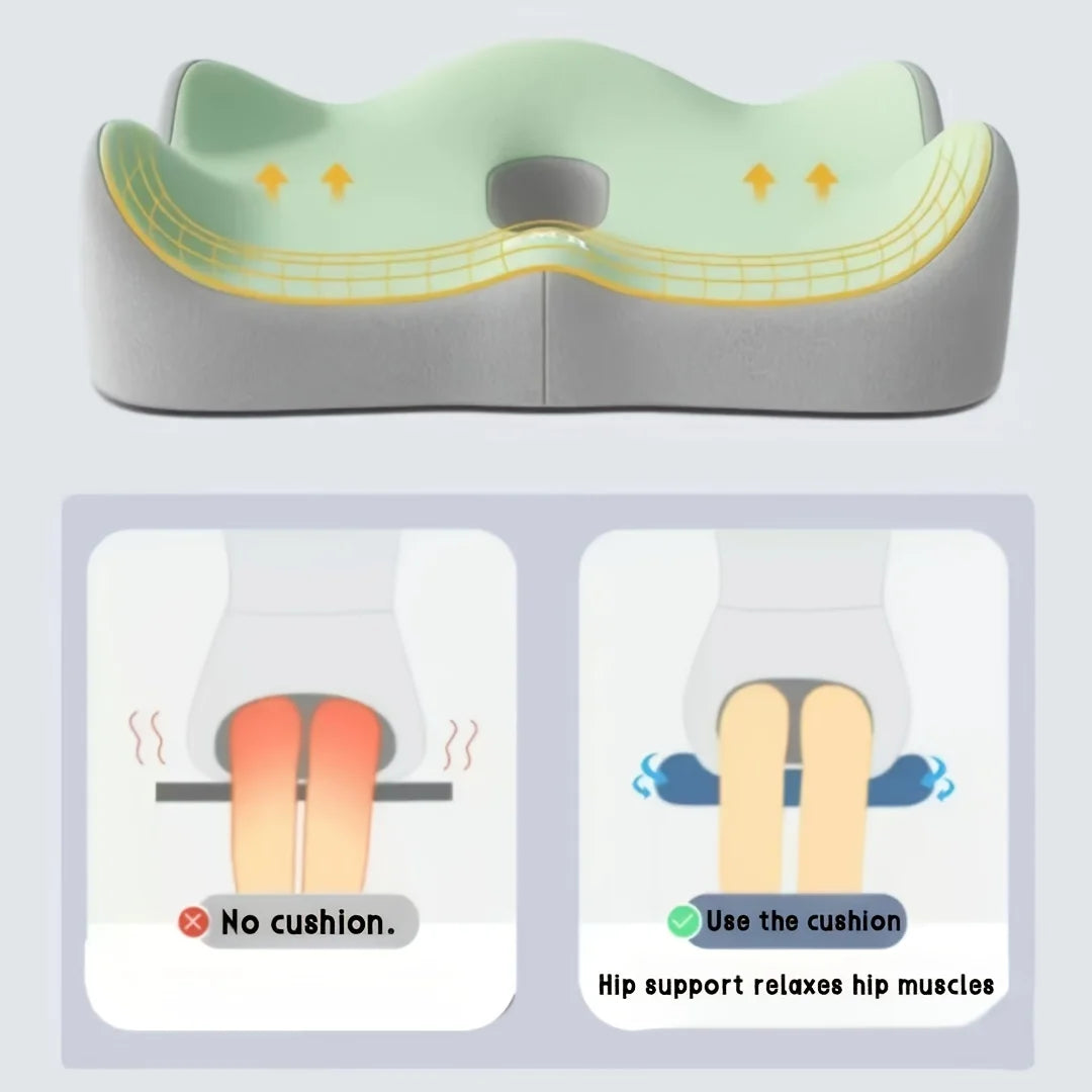 Memory Foam Seat Cushion - Ergonomic Comfort & Washable Cover
