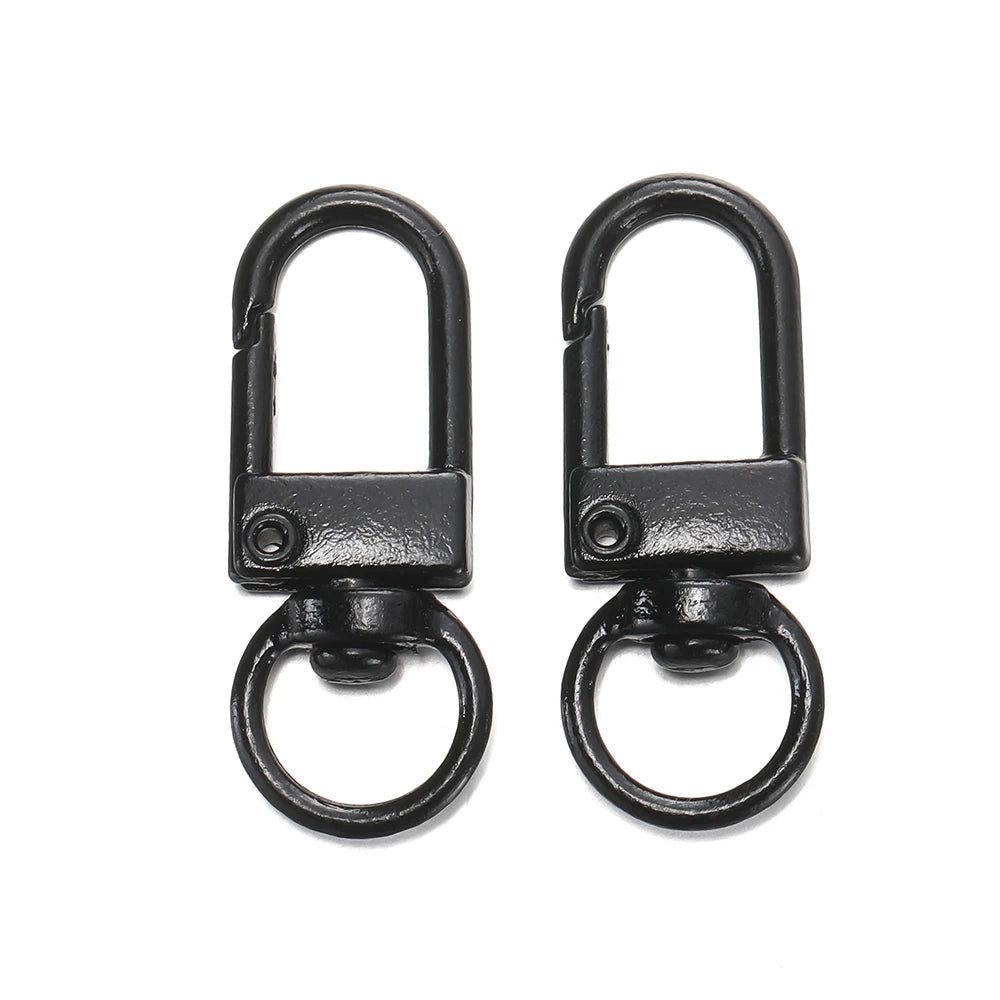 A pair of black alloy lobster clasp hooks for DIY jewelry making