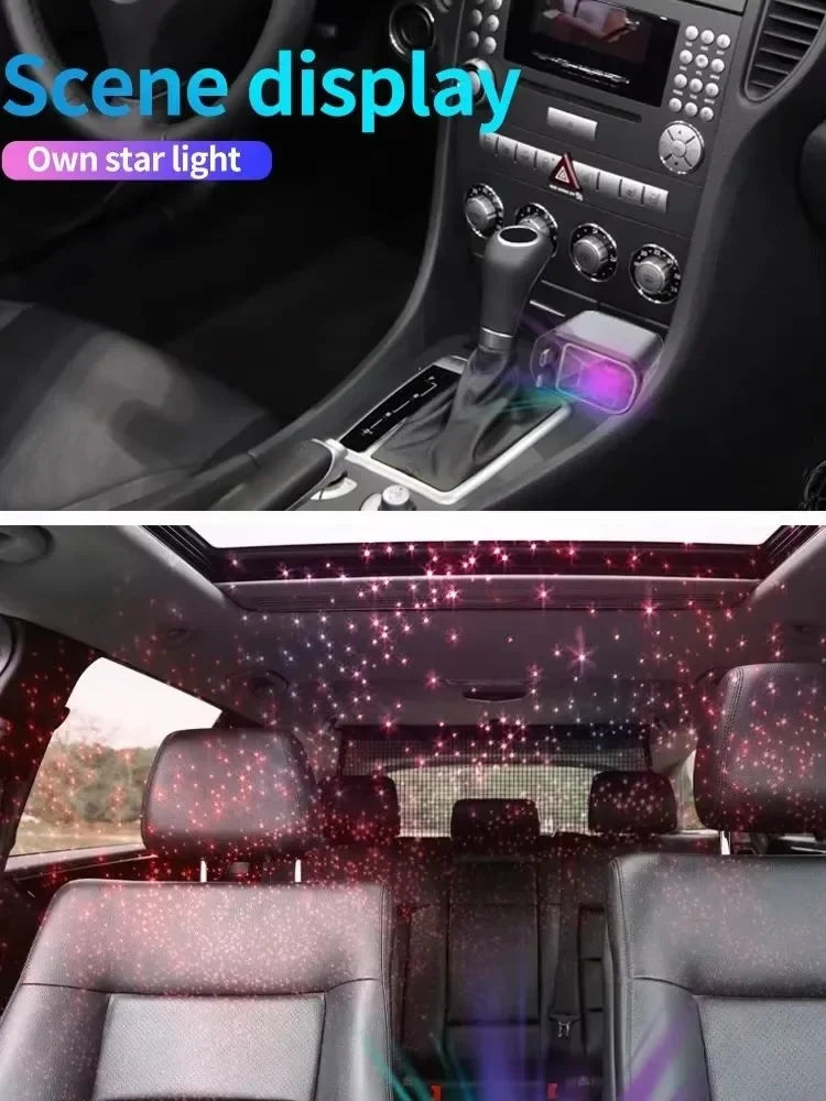 Retractable Car Charger with Starry Sky Spotlight – 4-in-1 Fast Charging