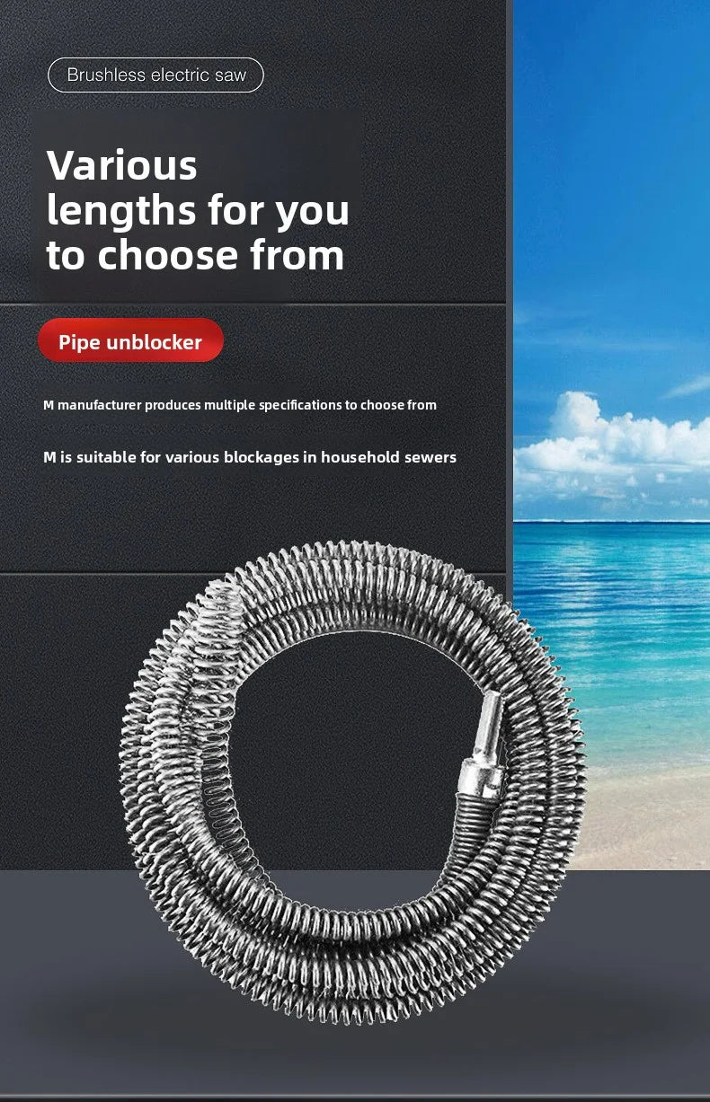 Flexible Drain Cleaning Snake with Drill Adapter