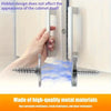 A hand is shown interacting with a metal cabinet door catch, demonstrating its design and material quality.