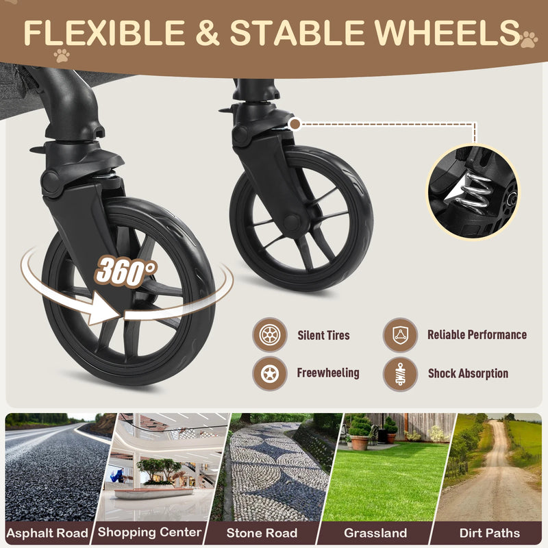 Foldable Pet Stroller with Detachable Carrier