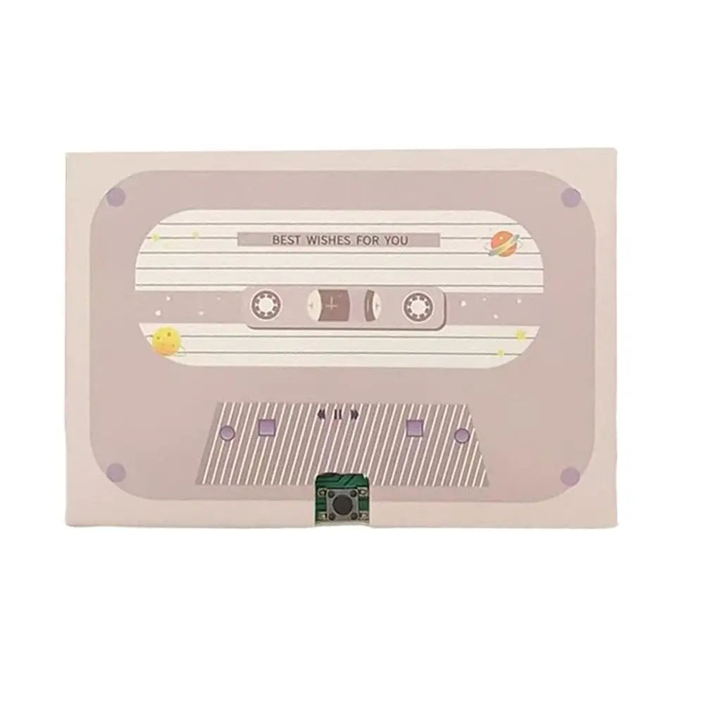 A rectangular card featuring a cassette tape design with the text Best Wishes for You