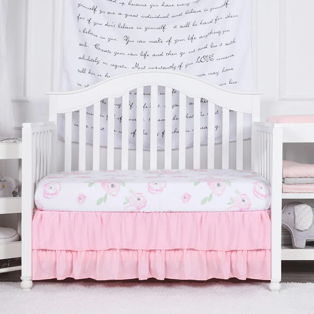 Two-Layer Ruffled Crib Bed Skirt for Standard and Toddler Beds