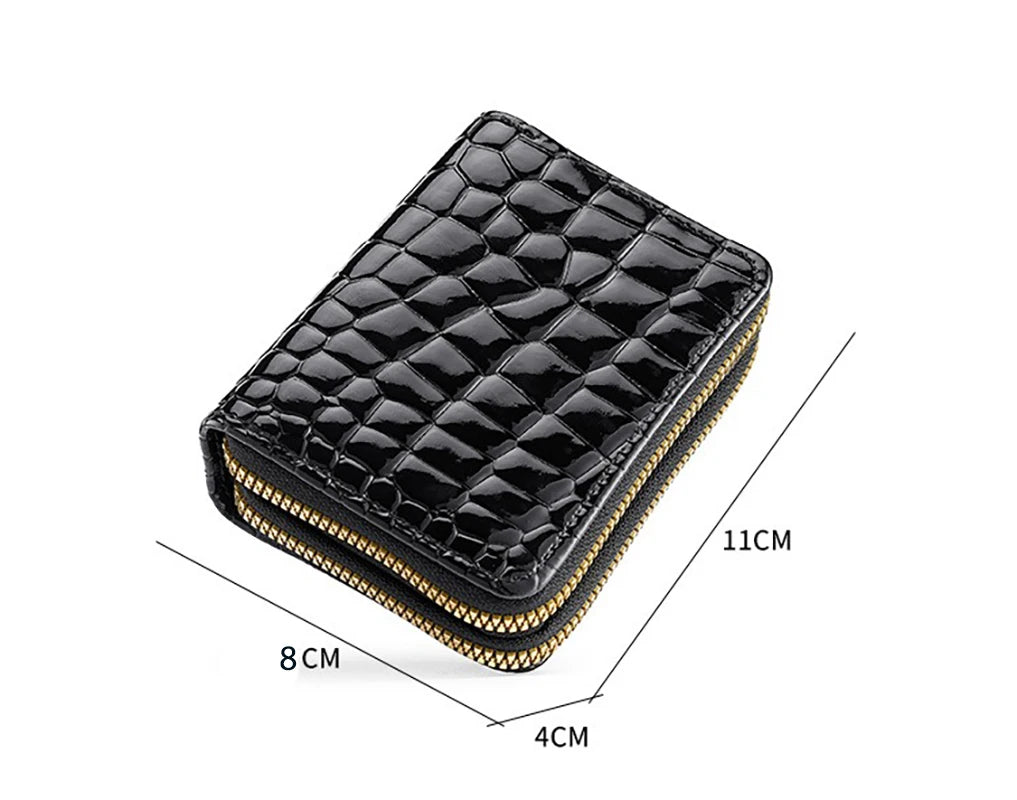 Alphabet Flower Double-Zip Card Wallet with Secure Clasp