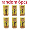 A set of six random decorative mini figures in yellow packaging for a blind box product.