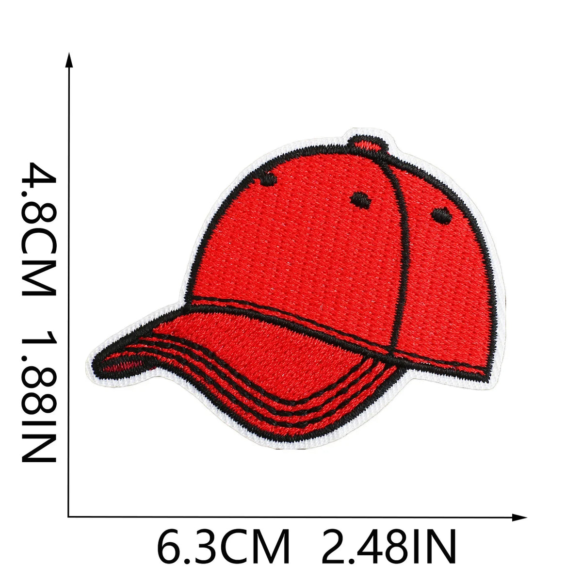 Red 3D Embroidered Iron-On Patches for Clothing & Crafts