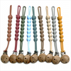 A set of food-grade silicone pacifier clips with anti-lost chains in various pastel colors.