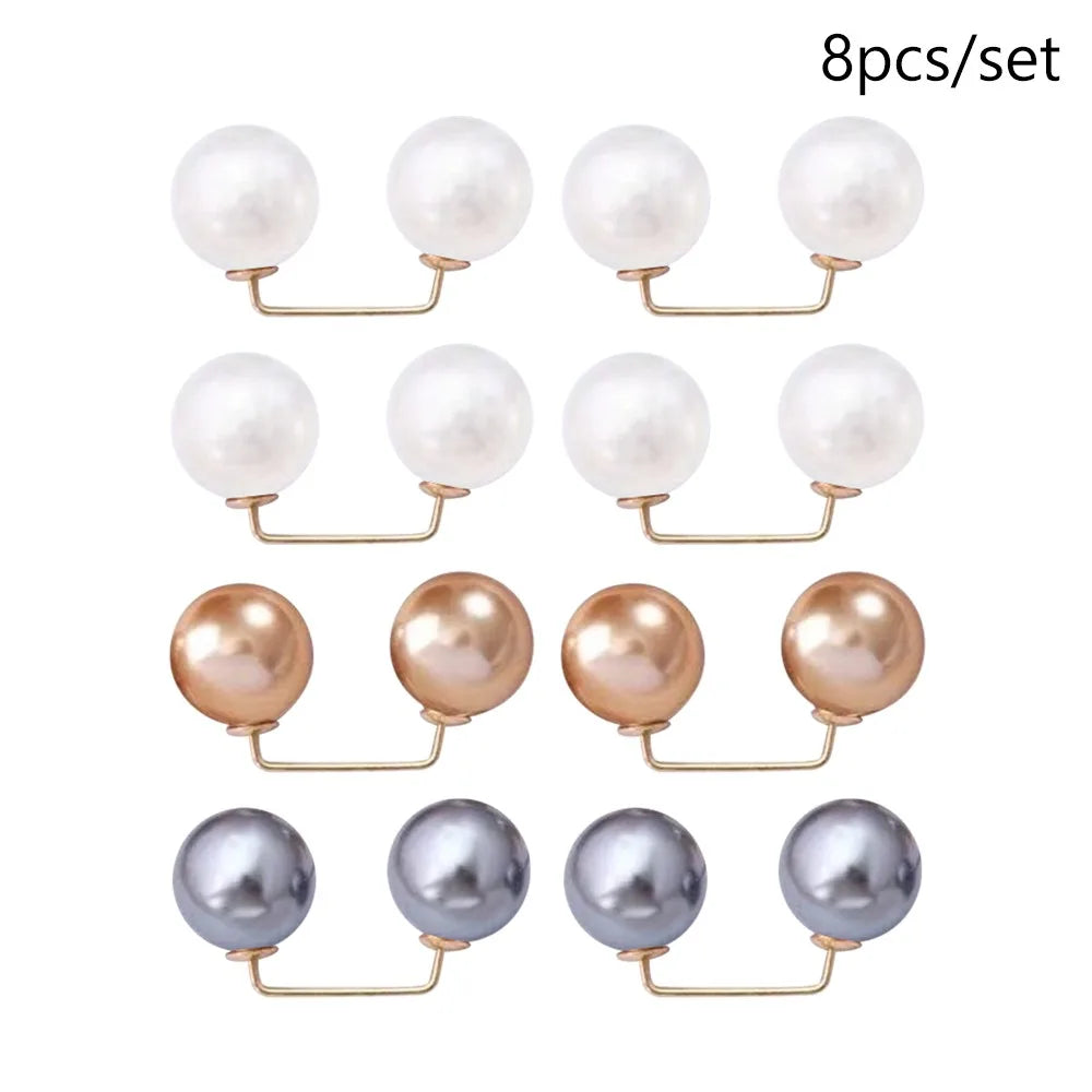 Pearl Brooch Pin Set – Versatile Double-Head Clips for Style and Function