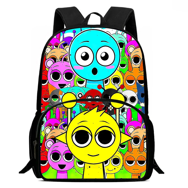Cartable Enfant Cartoon Sprunki avec Pochette Avant