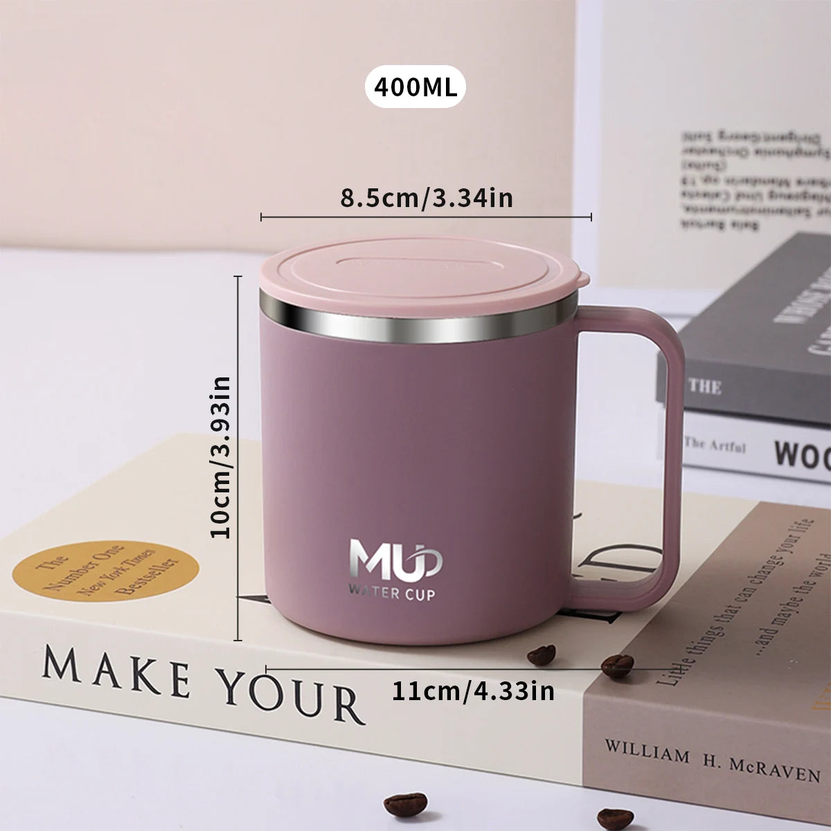 Tasse à Café en Acier Inoxydable 304 Isolée avec Couvercle
