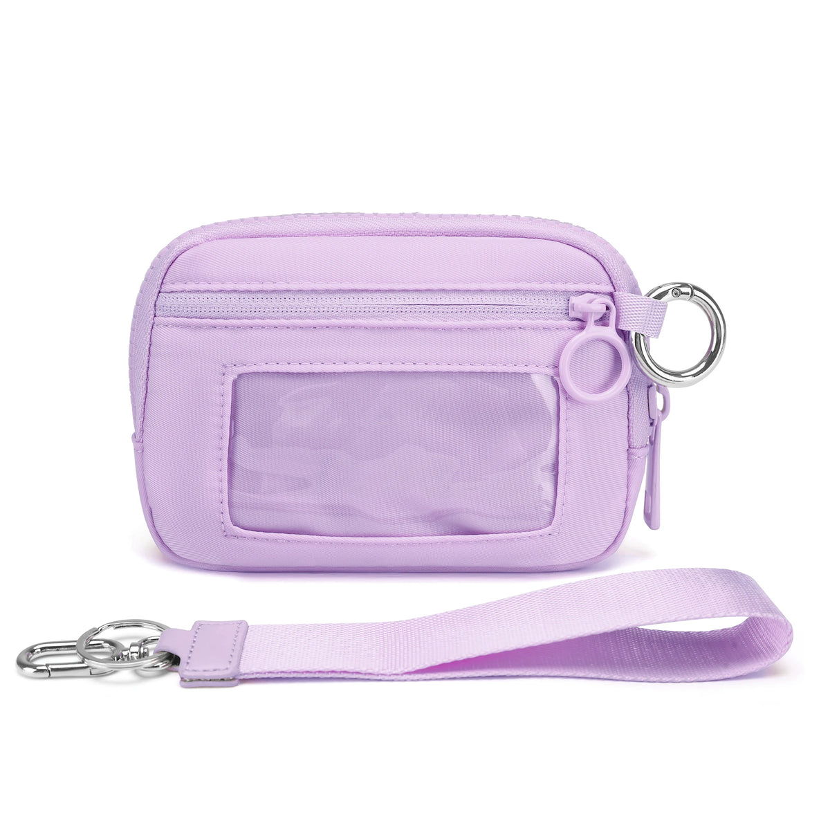Checkered Card Case Wallet with Detachable Keychain and ID Window