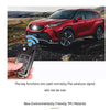 A red crossover vehicle is shown with a key fob and a hand, demonstrating the wireless signal of a soft TPU car key cover.