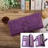 Women's RFID-Blocking Nubuck Leather Long Wallet with Multiple Card Slots