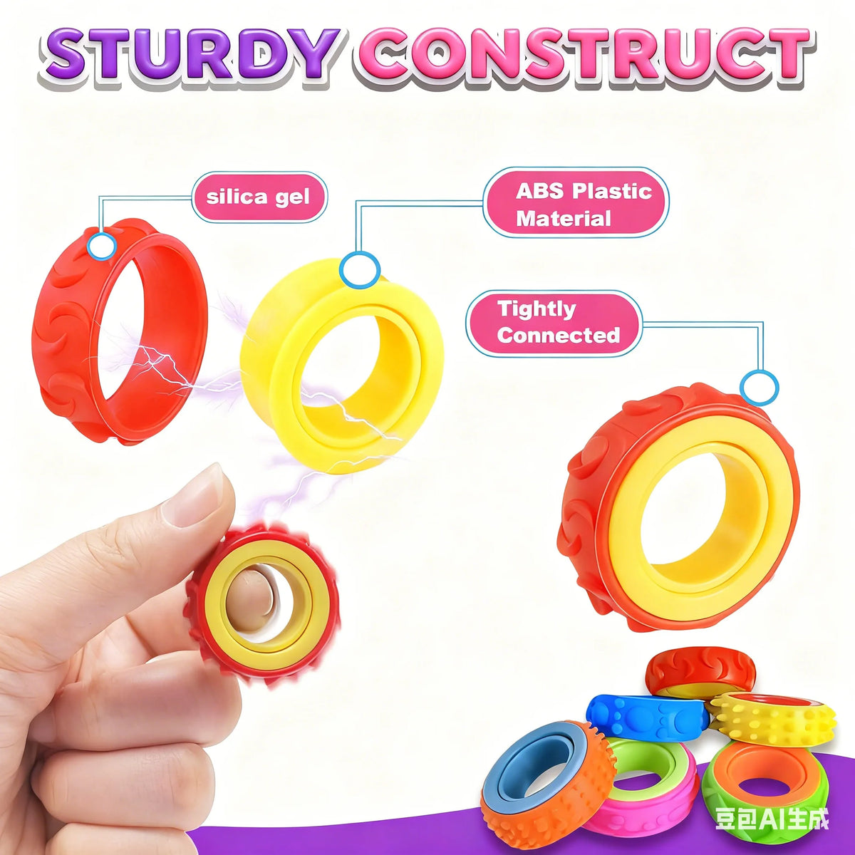 Spinning Sensory Ring Fidget Toy for Kids and Adults