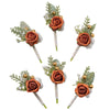 Burnt Orange Silk Boutonniere Set for Wedding Groom and Groomsmen
