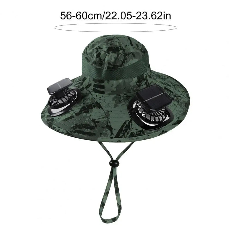 Solar-Powered Cooling Fisherman Hat with Dual Fans