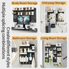 A collection of wall-mounted pegboard organizers showing various storage solutions for study, entryway, bathroom, and living 