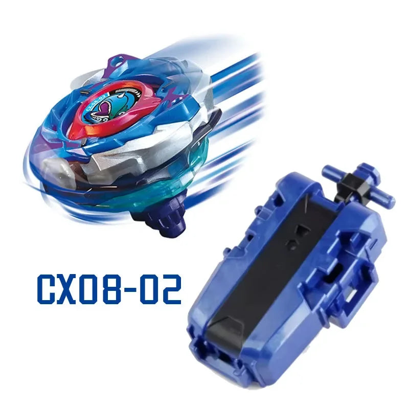 Beyblade Burst CX08-02 metal fighting top with launcher in blue and silver colors