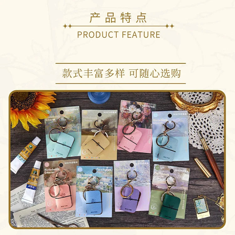 Mini PU Leather Journal Keychain with Keyring