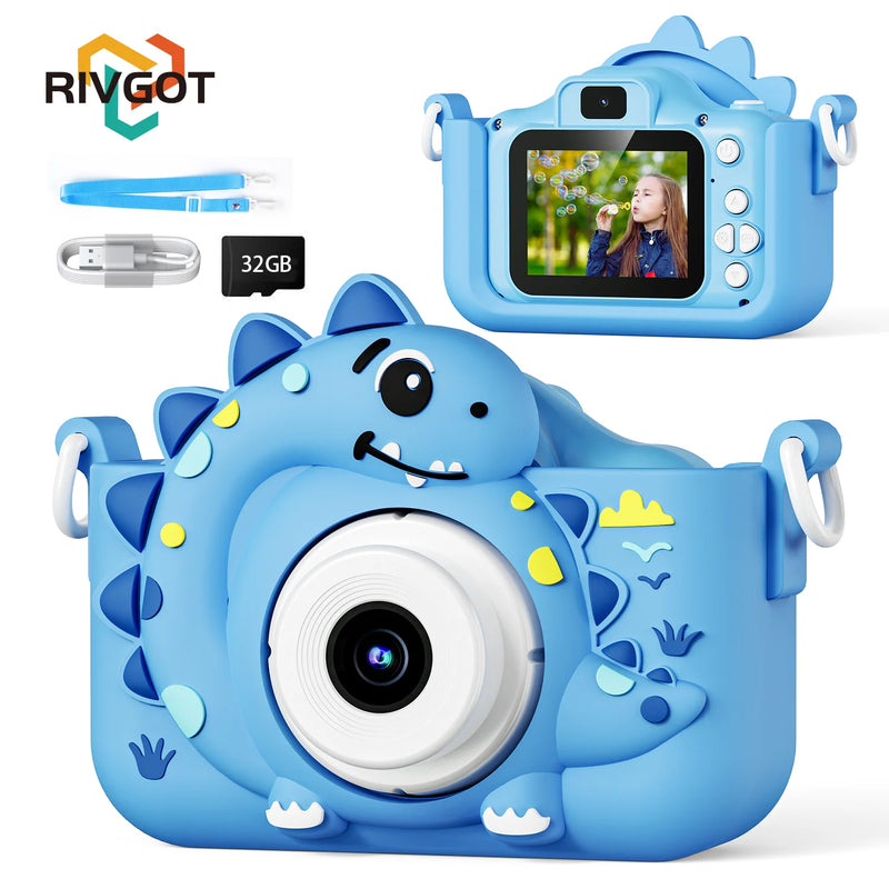 Kids Digital Camera – 1080p Dinosaur Theme with 32GB Card Included