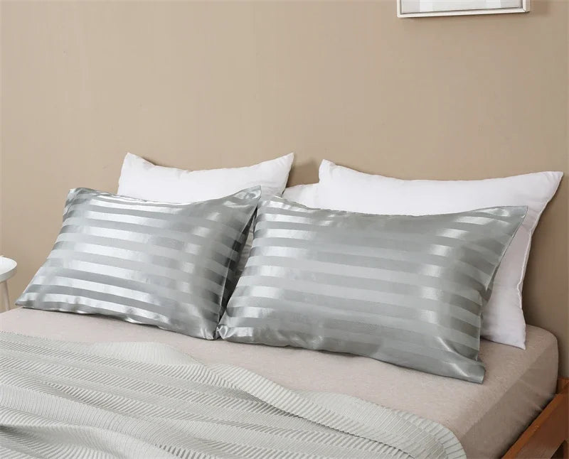 Luxurious Satin Stripe Pillowcase with Envelope Closure