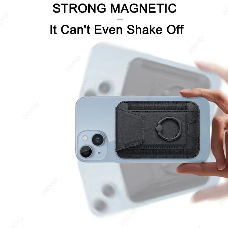 Slim Magnetic Wallet Case with Ring Stand