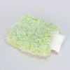 A light green microfiber car wash mitt with a white cuff.