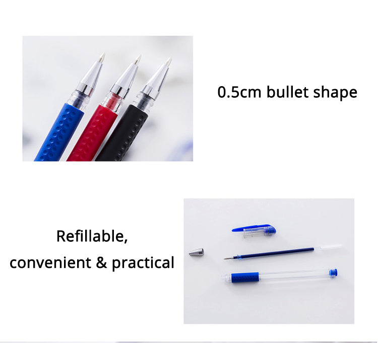 Smooth 0.5mm Gel Pen Set with Refills (Black, Blue, Red)