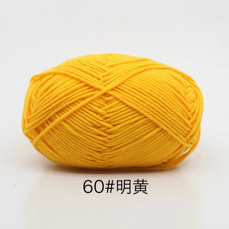 A ball of bright yellow 60# yarn for knitting and crochet