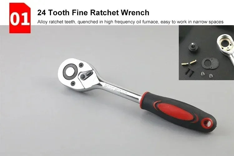 46-Piece Ratchet Socket and Bit Tool Set with Carrying Case