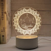 A clear acrylic wreath design featuring a mosque silhouette and the word Ramadan surrounding a light source.