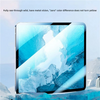 A close-up of an iPad displaying a blue ice texture, showcasing the clarity and color accuracy of the screen.