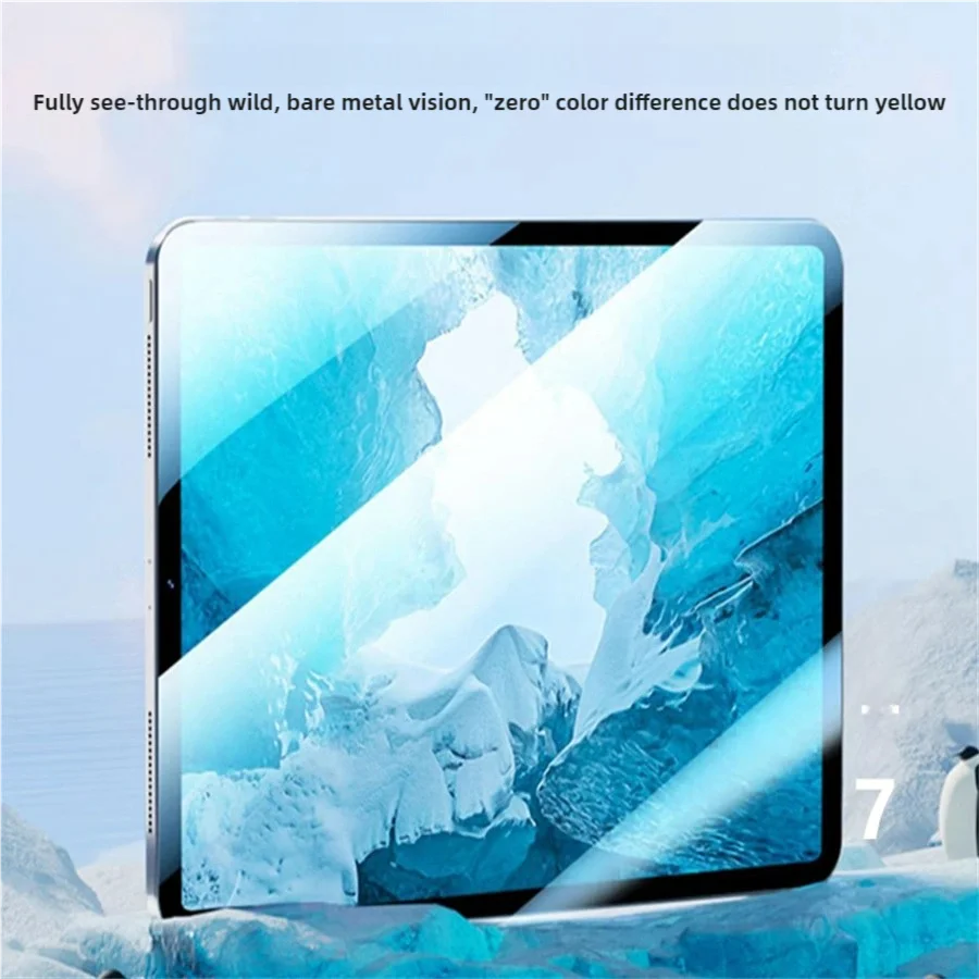 A close-up of an iPad displaying a blue ice texture, showcasing the clarity and color accuracy of the screen.