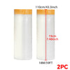 Two rolls of clear plastic sheeting for painting and protection, measuring 110cm long.