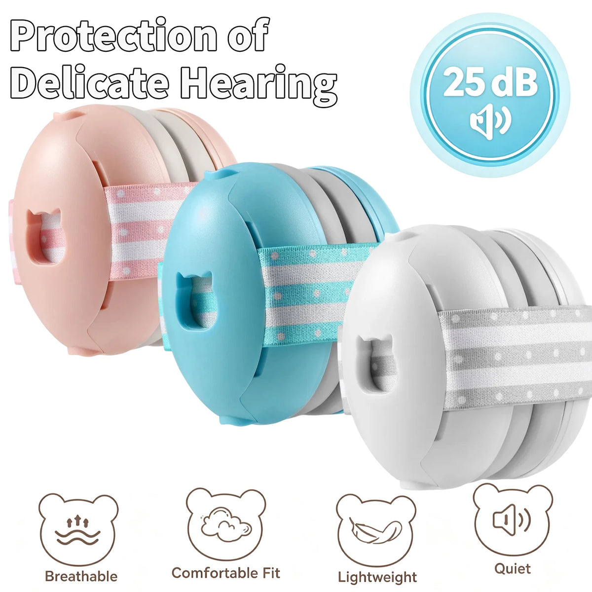 Baby Noise Cancelling Earmuffs - 25dB Hearing Protector for Infants & Toddlers