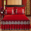 Lace Bed Skirt Set with Matching Pillowcases