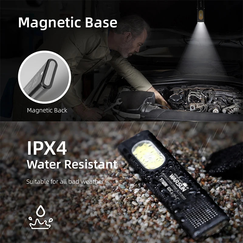 Handzirkel-LED-Taschenlampe mit magnetischer Basis in Gebrauch im Freien