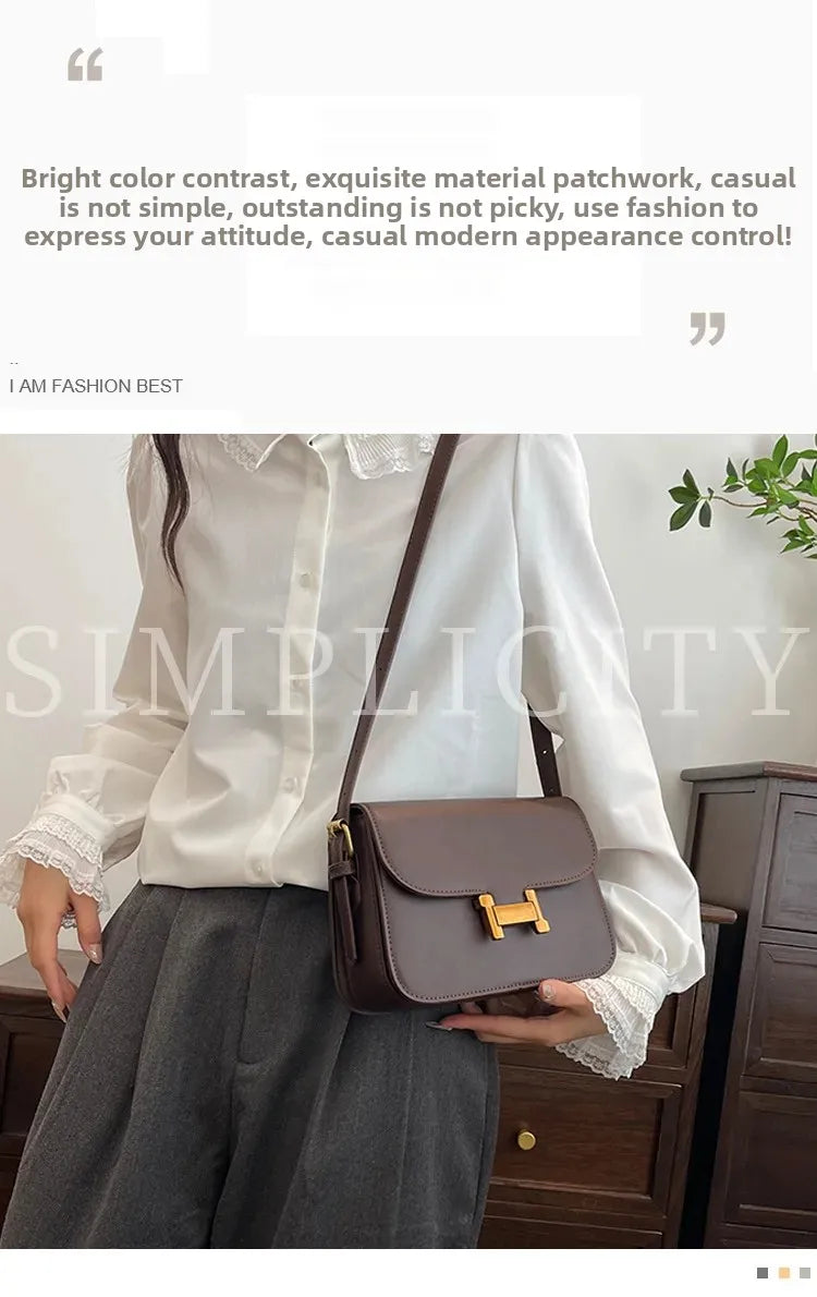 Korean Retro Square Crossbody Bag for Women – Compact Commuter Shoulder Bag