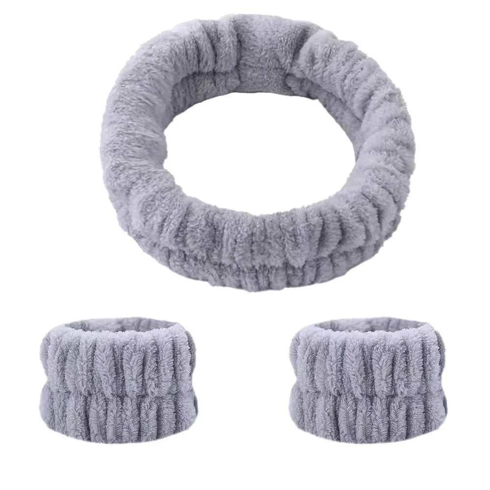 Gray absorbent microfiber wrist washing bands or face-saving cuffs