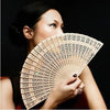 Handcrafted Sandalwood Folding Fan with Intricate Cutwork